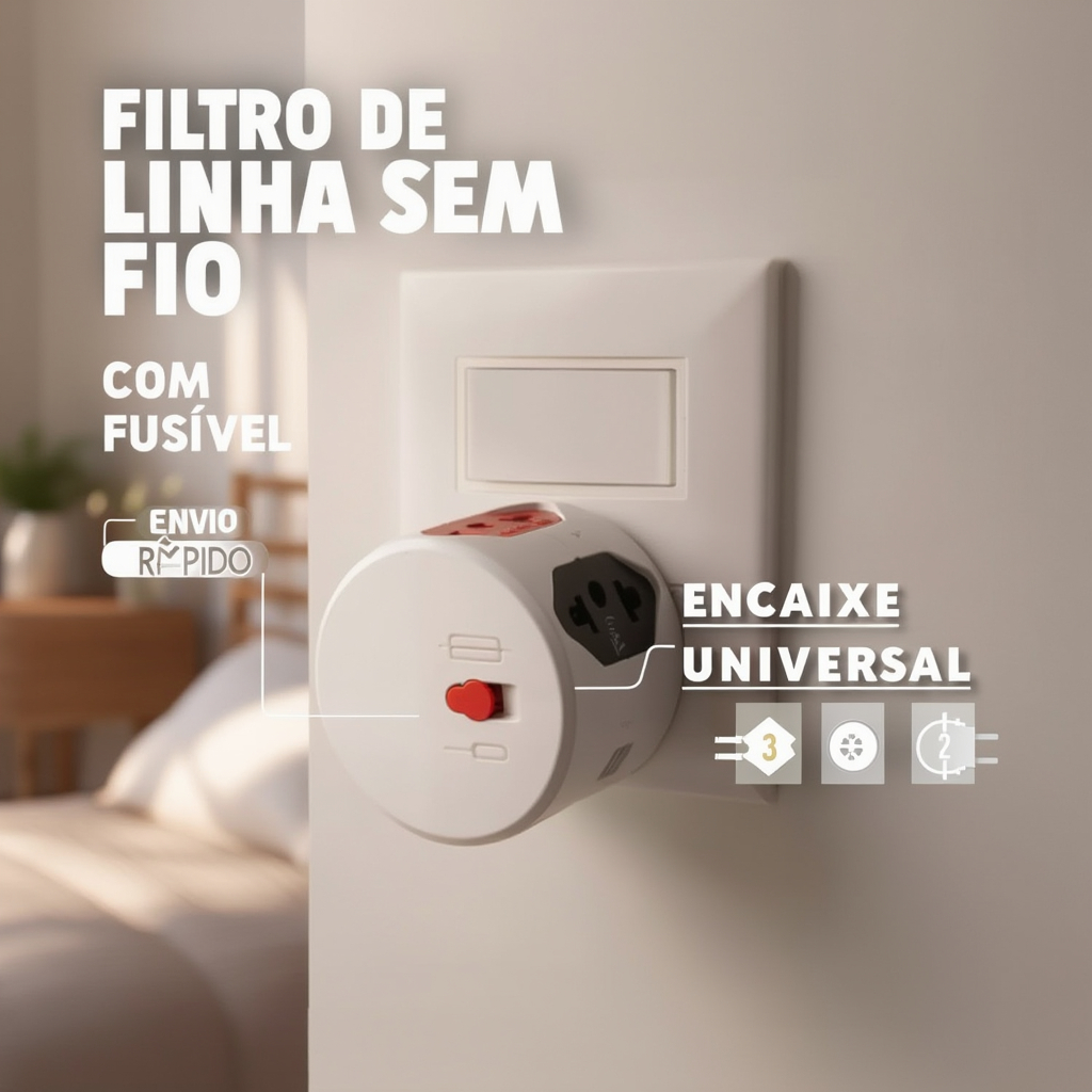 Filtro De Linha Sem Fio Tomada Hexágono 6 Saídas Adaptador Com Fusível 10A/20A Pino Maciço Resistente Sextavado Multiuso