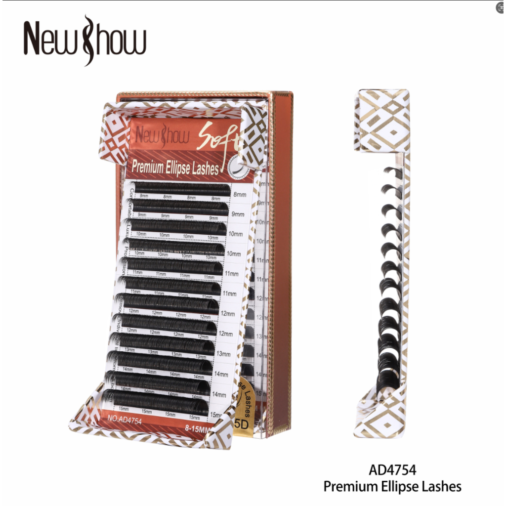 New Show Cílios PREMIUM ELLIPSE SHAPED Extensão  Postiços Alongamento Novidade Volume Maquiagem Híbrida  12 Fileiras/Ban em Oferta na Shopee