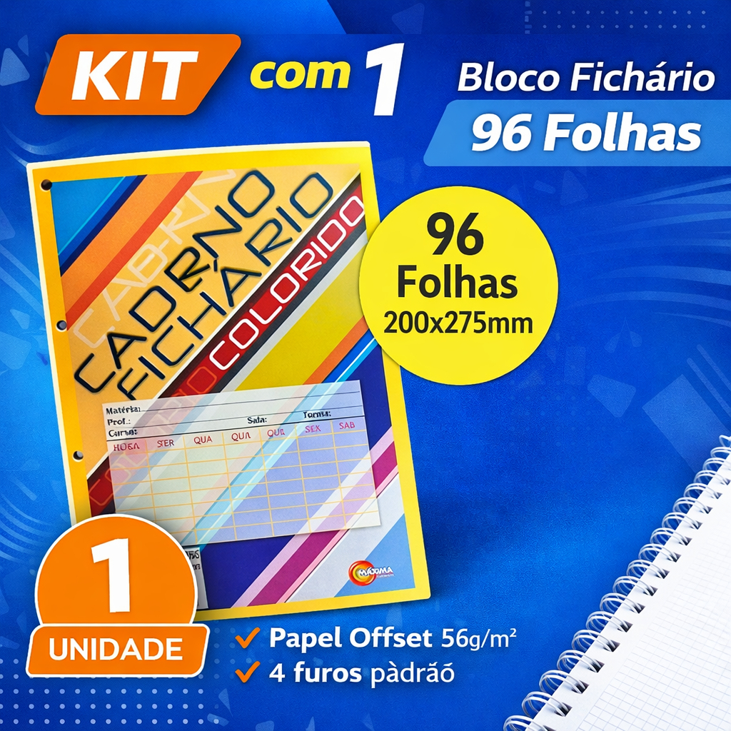 Folha Fichário A4 Universitário 4 furos Refil c/96 Fls Coladas Coloridas em Oferta na Shopee
