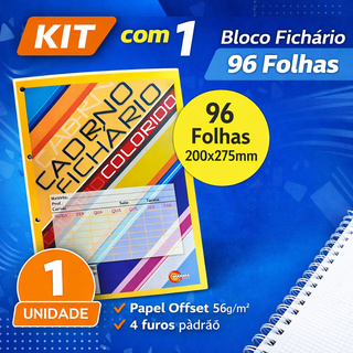 Folha Fichário A4 Universitário 4 furos Refil c/96 Fls Coladas Coloridas em Oferta na Shopee