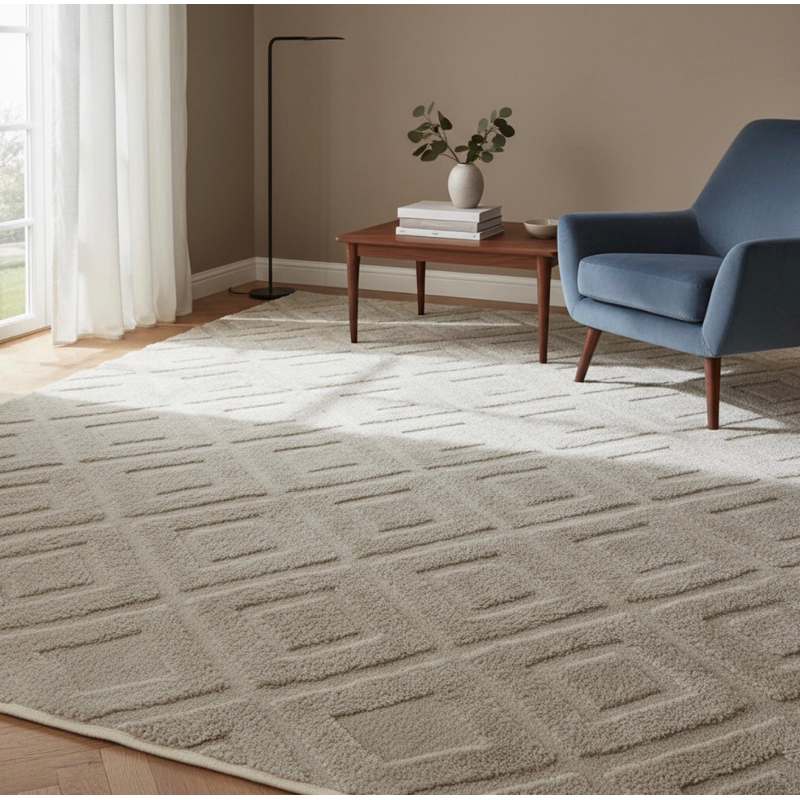 Tapete sala quarto sem pelo com relevo em jacquard macio antiderrapante
