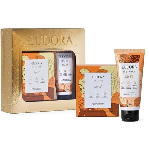 Eudora Instance Kit Presente Mães Karité: Creme Hidratante Desodorante Corporal 75ml + Sabonete em Barra 80g