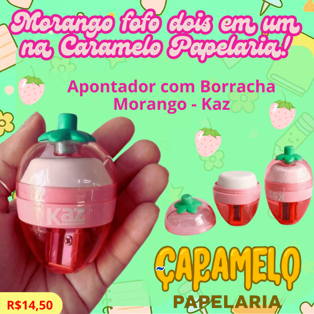 Apontador com Borracha Morango UN - KAZ