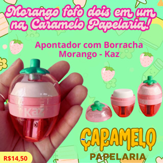 Apontador com Borracha Morango UN - KAZ em Oferta na Shopee