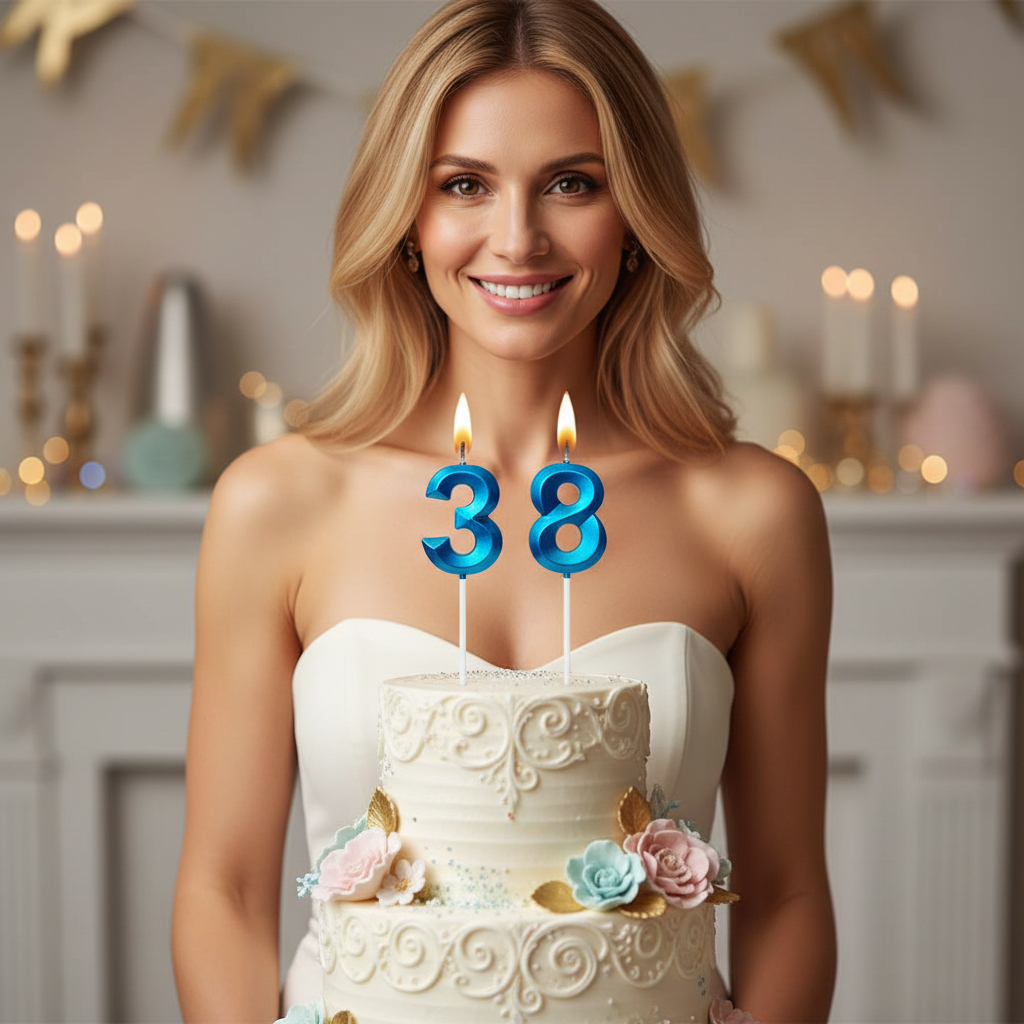 2 Velas de aniversário Gold Palito Metalizada Azul em Oferta na Shopee