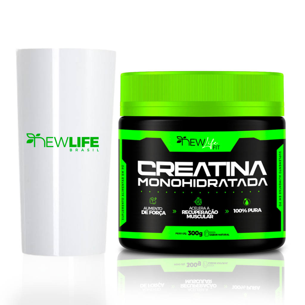 Creatina Pura Creatina Monoidratada New Life Pote 300g 100% Pura Força Ganho de Massa Magra