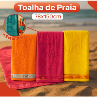 Toalha de Banho Beach Praia Piscina Banhão Gigante 78x150 cm Grossa Algodão Premium Bordada Macia em Oferta na Shopee
