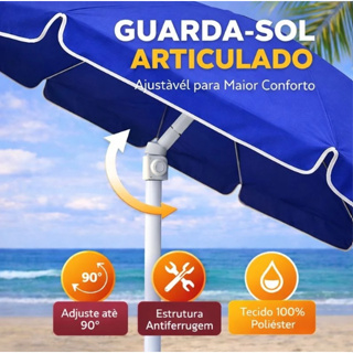 Guarda Sol Gigante Articulado 2,40m Praia Piscina Pesca Proteção UV Verão Respirável Eventos em Oferta na Shopee