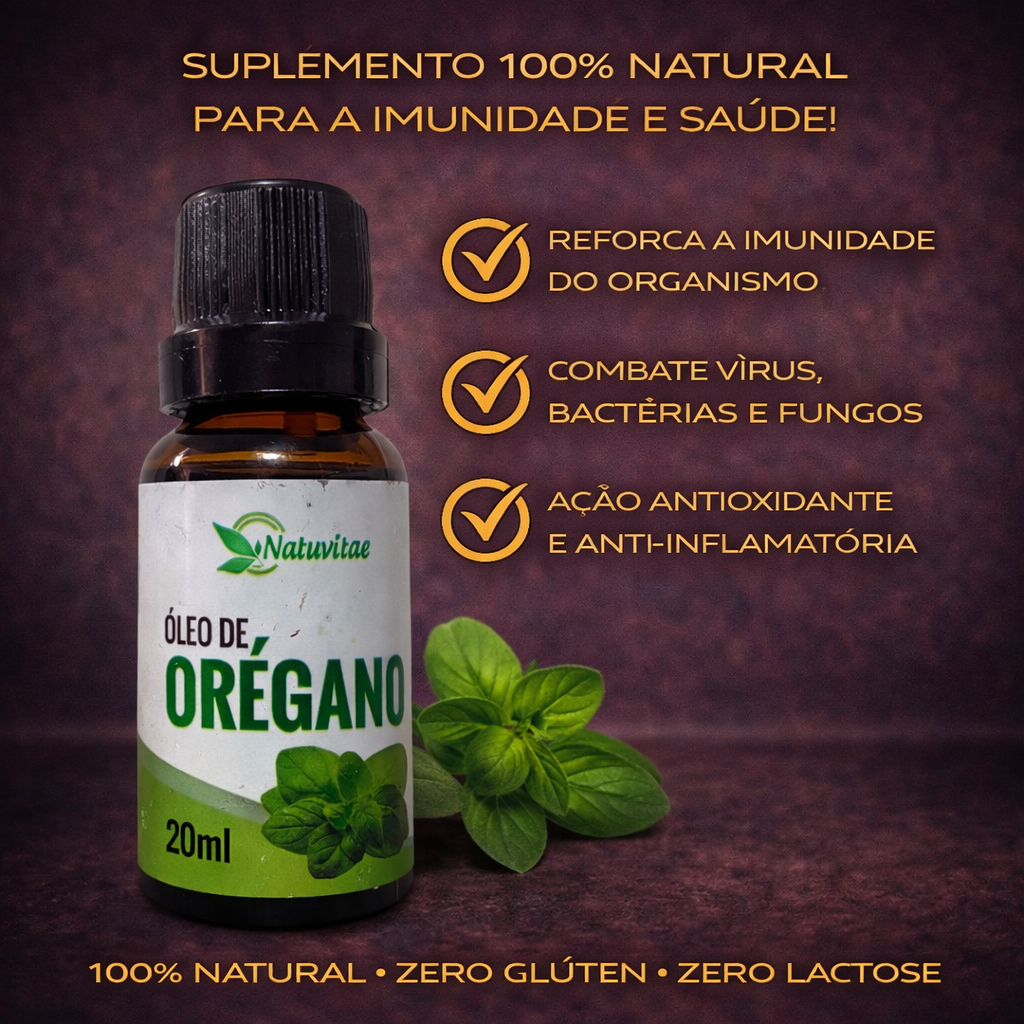 Natuviva Óleo de Orégano 100% Natural | Imunidade & Proteção do Organismo | 20ml