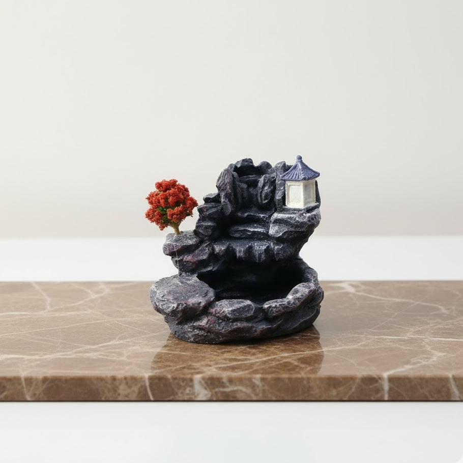 Imagem Incensário Cascata de Fumaça Montanha – Porta Incenso Zen para Aromaterapia, Relaxamento e Decoração