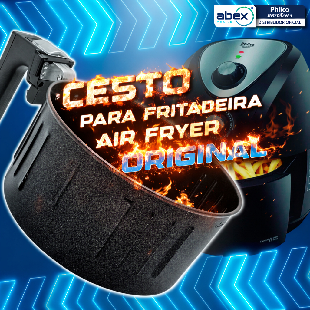 Cesto Para Fritadeira Philco Air Fry Saude Inox Ph 3,2l BFR32V Com Alça Preto Nota Fiscal Original