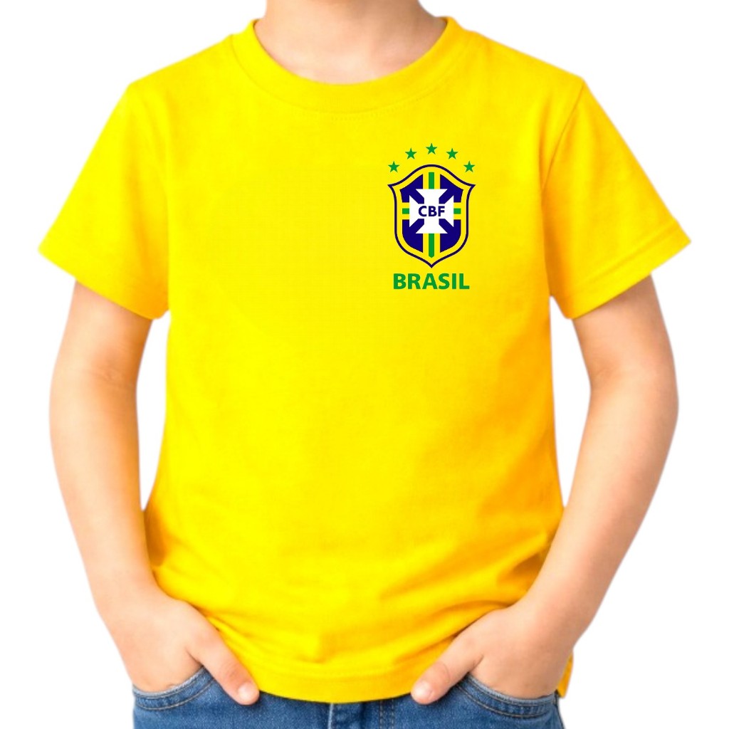 Camiseta Infantil Brasil Copa do Mundo 2 a 14  algodao