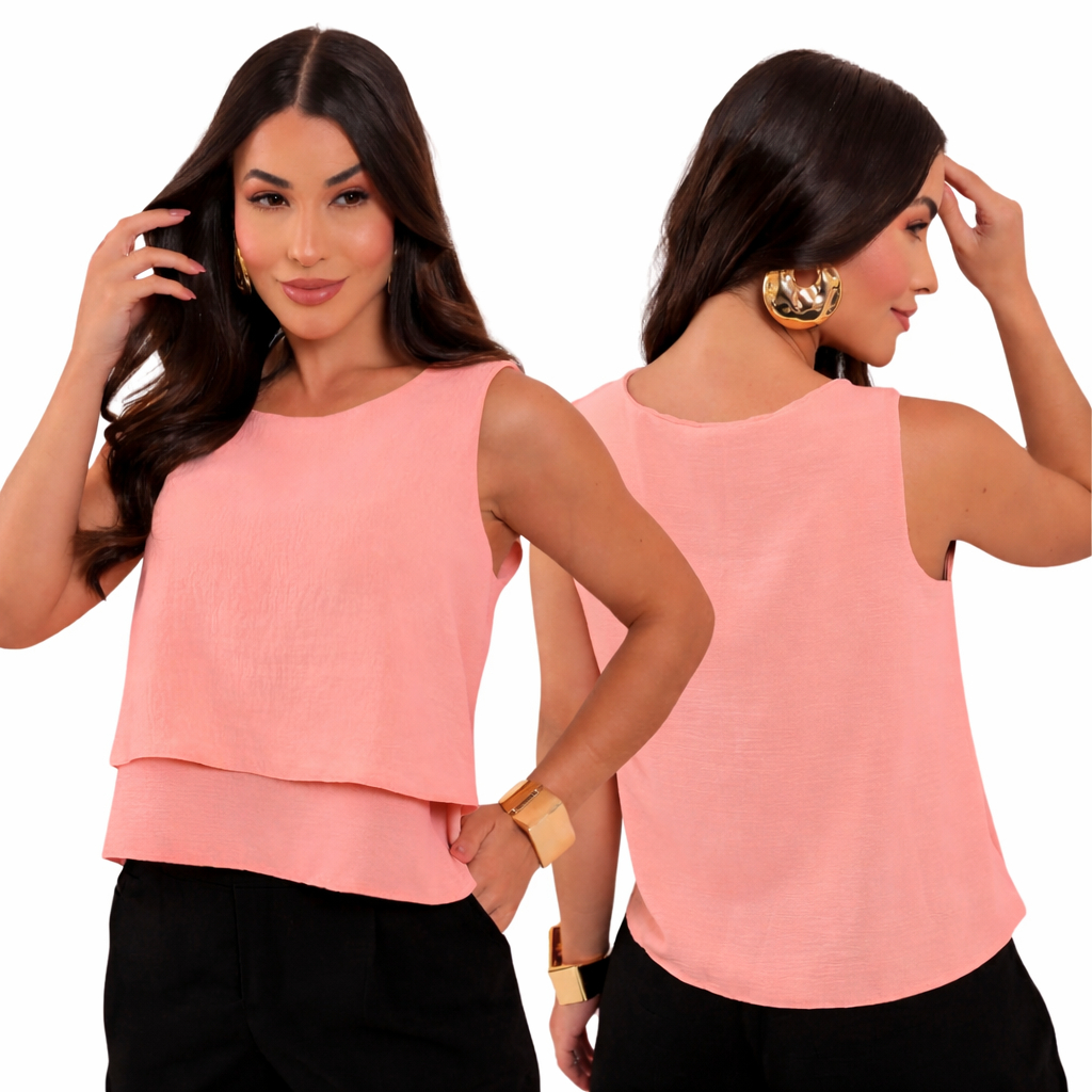 Regata Duna Com Babados Em Camada Dupla Moda Casual Social Dia a Dia Verão em Oferta na Shopee