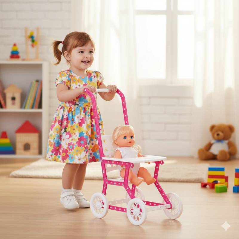 Brinquedo Carrinho de Boneca Barbie Infantil Estilo Bebê Conforto com Rodinhas em Oferta na Shopee