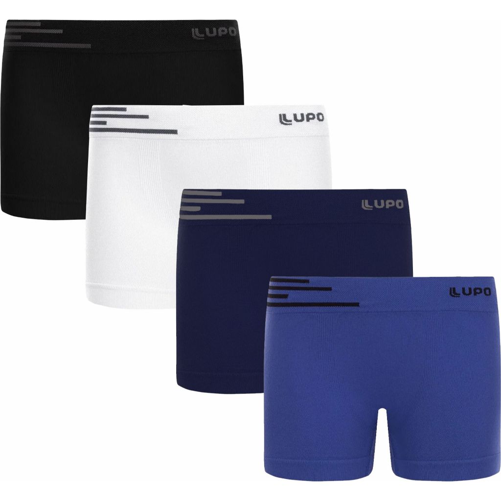 Kit 4 Cuecas Boxer Infantil Kids Menino Box Sem Costura Lupo