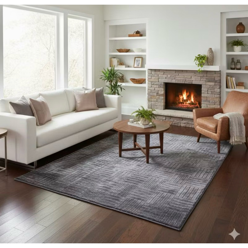 Tapete sala quarto sem pelo com relevo em jacquard macio antiderrapante