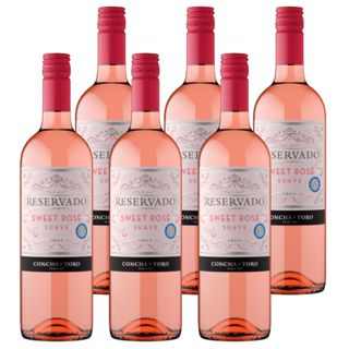 Box 6 Vinhos Chileno Concha Y Toro Reservado Sweet Rosé 750ml em Oferta na Shopee