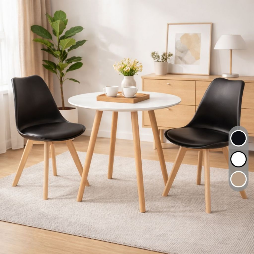 Kit 2 Cadeiras Eames Leda Estofada Com Base de Madeira em Oferta na Shopee