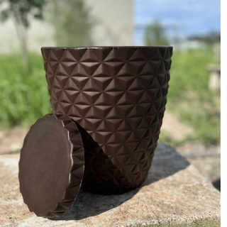 Vaso de Planta Coluna Diamante com Prato P em Oferta na Shopee