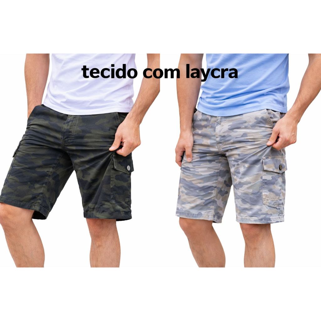 Bermuda masculina cargo camuflada plus size do 38 ao 60
