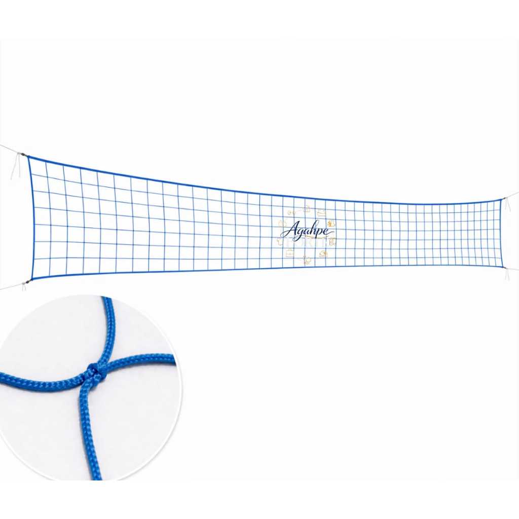 Rede de vôlei 5m Polipropileno Reforçada Azul Sem faixa Recreação