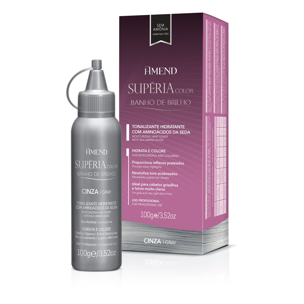 BANHO DE BRILHO CINZA AMEND SUPERIA COLOR 100G em Oferta na Shopee
