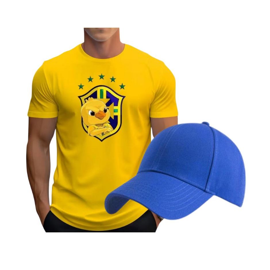 kit Torcedor Camisetas+Boné Liso Torcida brasileira Rumo ao Hexar 2026 unissex