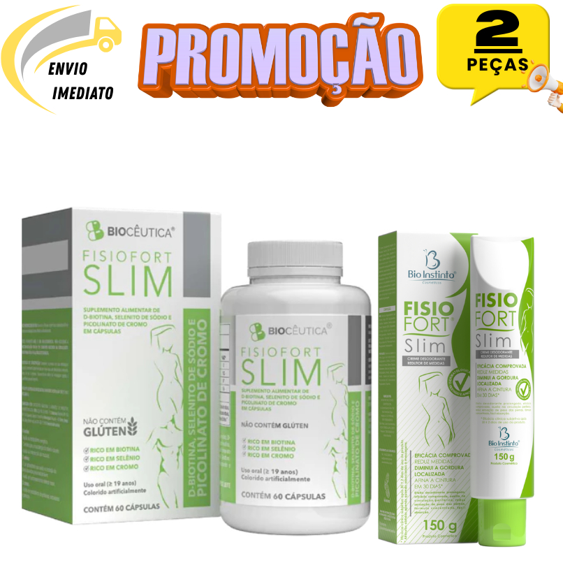 Kit Fisiofort Slim Bioceutica – Suplemento Alimentar + Creme Redutor de Medidas