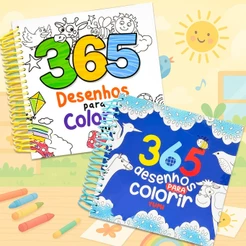 Livro Interativo Infantil : 365 Desenhos Para Colorir | Caderno Com Espiral Para Pintar - Para Meninos E Meninas