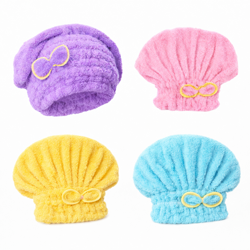 KIT COM 4 Toucas Pós Banho Micro fibra Secagem Rápida Com Laço De Borboleta Coisas Diferentes para Casa Sortida em Oferta na Shopee