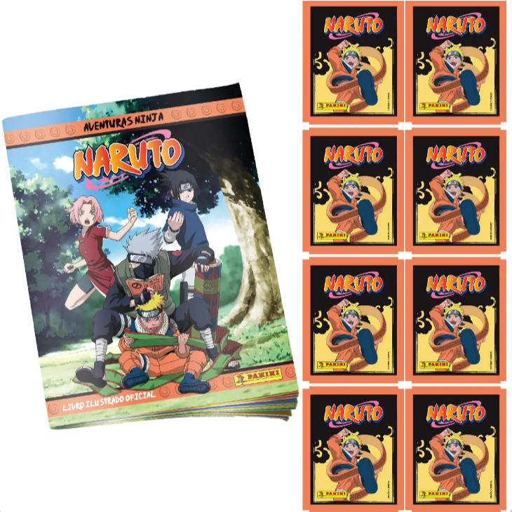 Kit Álbum de Figurinhas Naruto Clássico Brochura + 20 Pacotinhos de Figurinhas - Panini