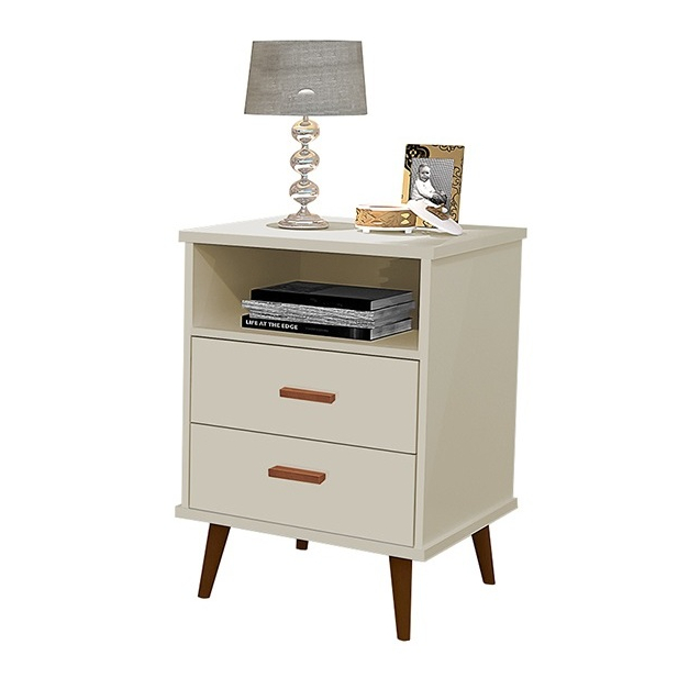 Mesa de Cabeceira Itália Design Moderno Luxo Pés e Puxadores Madeira 2G Resistente