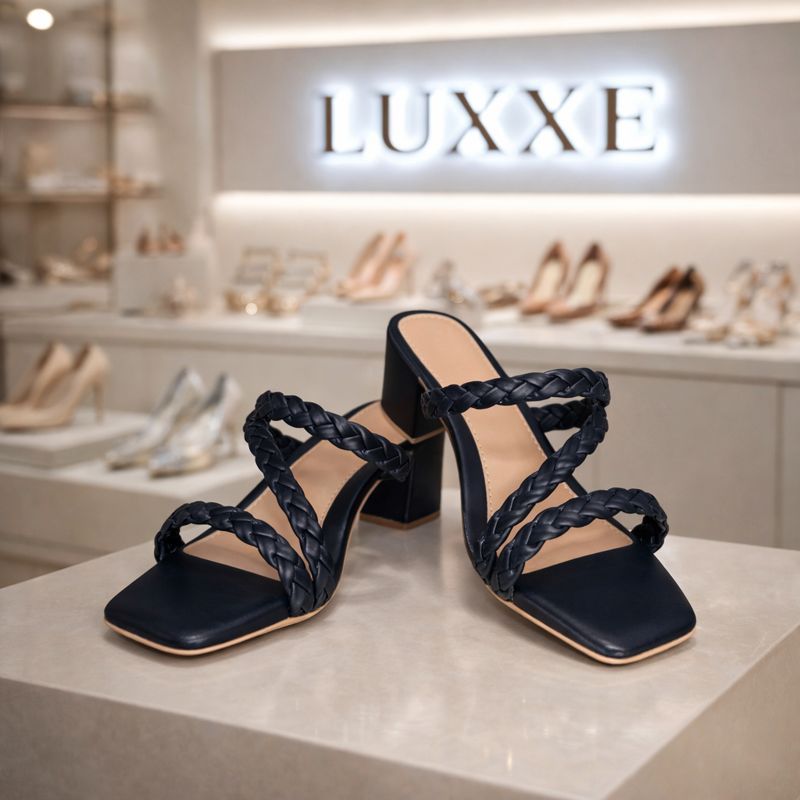 Tamanco Tira Trançada, Sandália Feminina Salto Médio Moderna Confortável em Oferta na Shopee