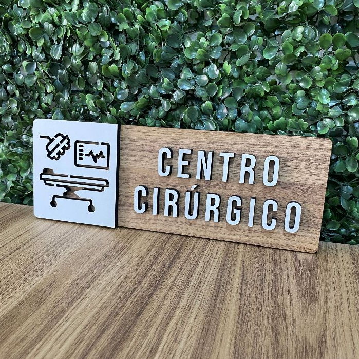 Placa de sinalização Centro Cirúrgico Hospital em mdf