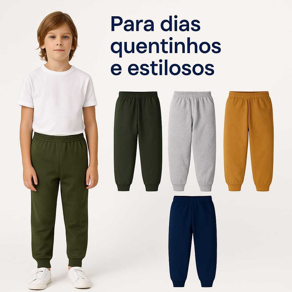 👖Kit Calças Moletom Menino Inverno  Sortidas Tamanho 2 ao 12 anos.
