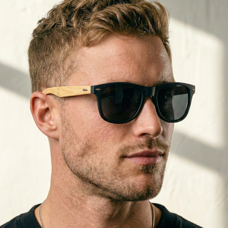 Óculos de Sol Polarizado Arizona Quadrado Premium Hastes em Madeira Vintage uv400 Unissex