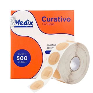 500un Curativo Pós Coleta Redondo Blood Stop Marca Medix em Oferta na Shopee