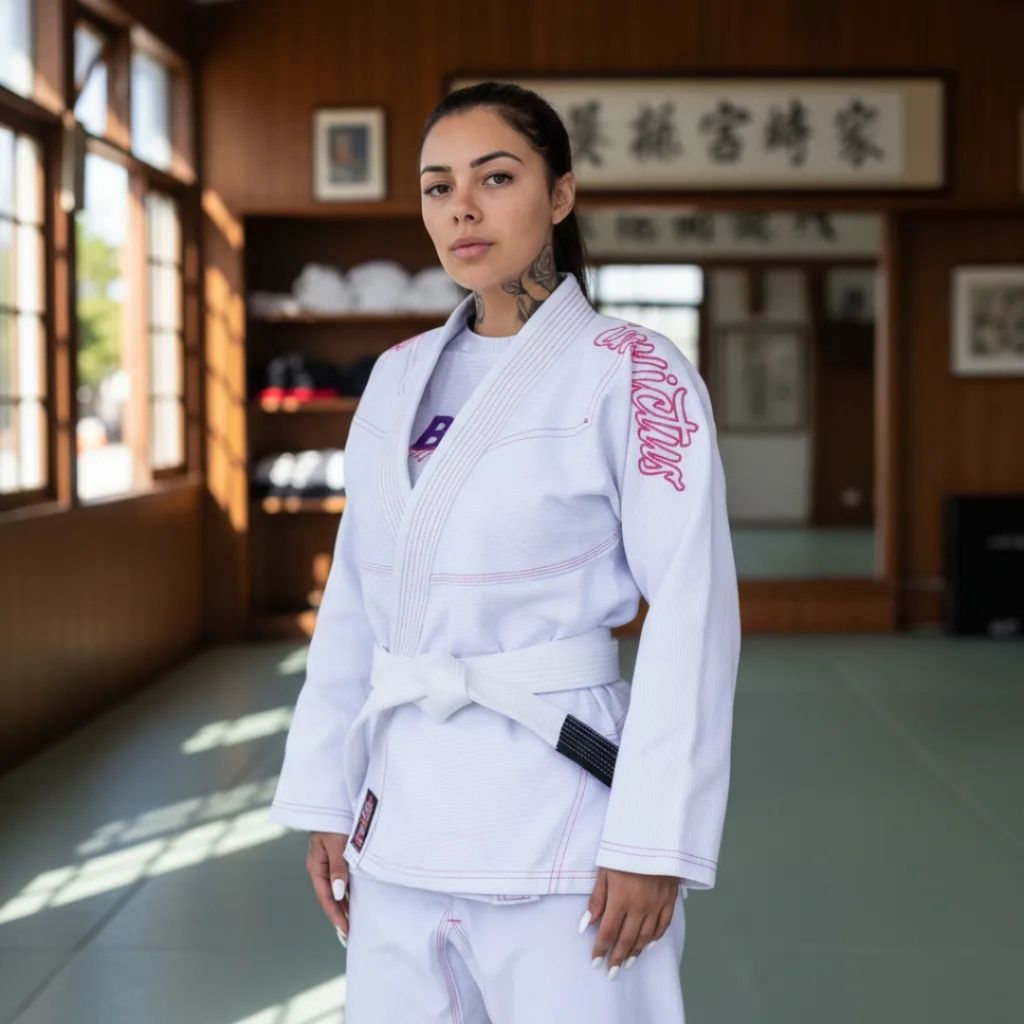 Kimono Jiu Jitsu Feminino Branco Costura Rosa | ENVIO IMEDIATO -  Invictus