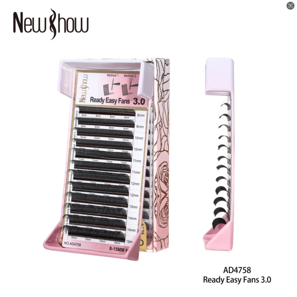 New Show Cílios Ready Easy Fans 3.0 SHAPED Extensão  Postiços Alongamento Novidade Volume Maquiagem Híbrida
