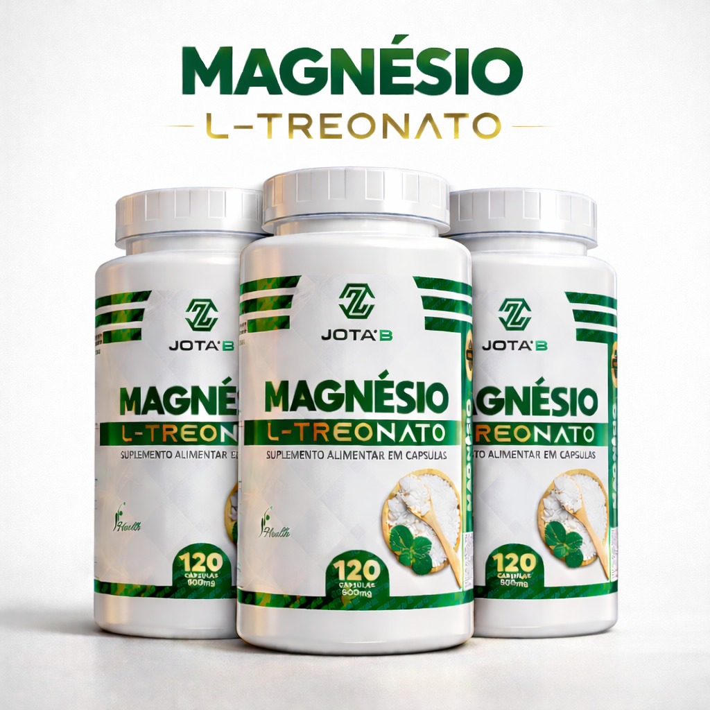 Magnésio L-Treonato | Premium | JOTA’B | 500mg | 120 Cápsulas | Suplemento Alimentar