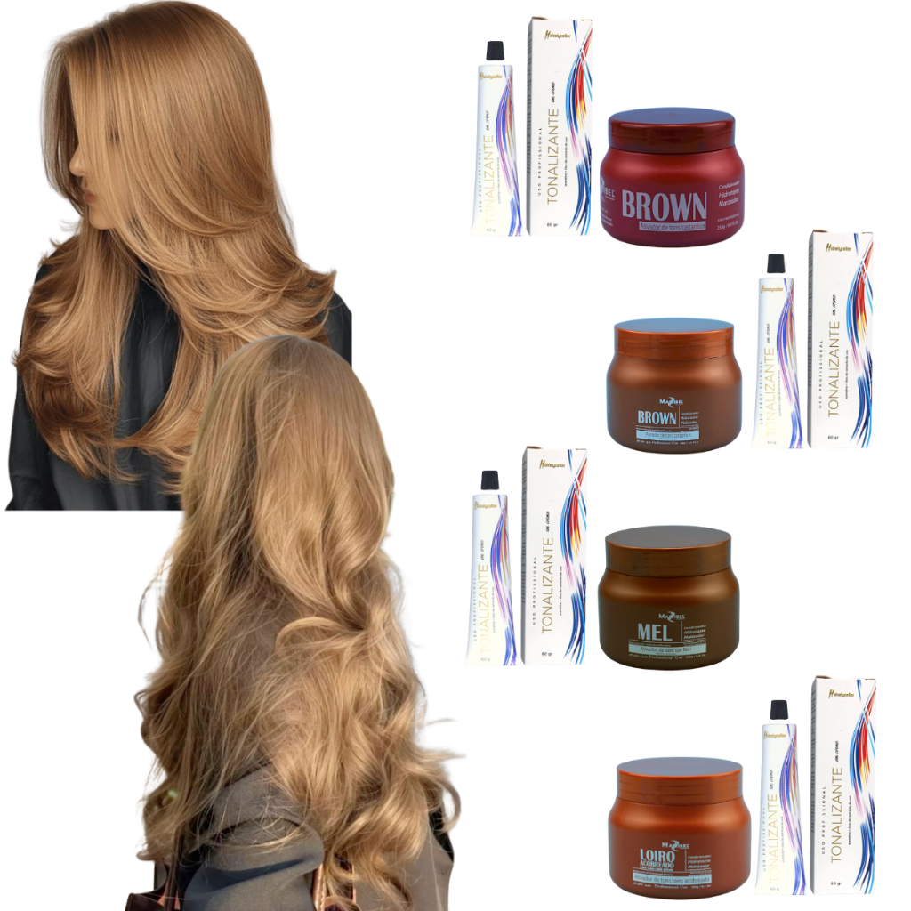 Kit Tonalizante Mairibel 6.0 Loiro Escuro + Matizador Brown Mel Cobre
