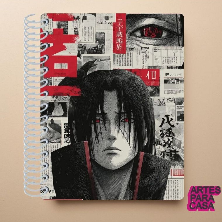 Adesivo para Capa de Caderno Decoração Anime Naruto Itachi Renegado Akatsuki Rinnegan