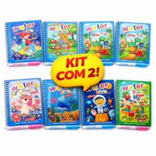 Kit com 2 Aquabook Livro Infantil Com Caneta Mágica Colorir Com Agua- Meninos e Meninas Reutilizavel em Oferta na Shopee