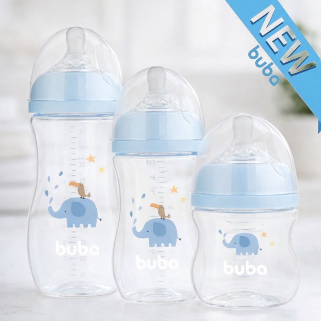 Kit 3 Mamadeiras Buba Easy Flow 120ML/270ML/330ML Bico de Silicone Pétala Anti Cólicas Elefantinho em Oferta na Shopee