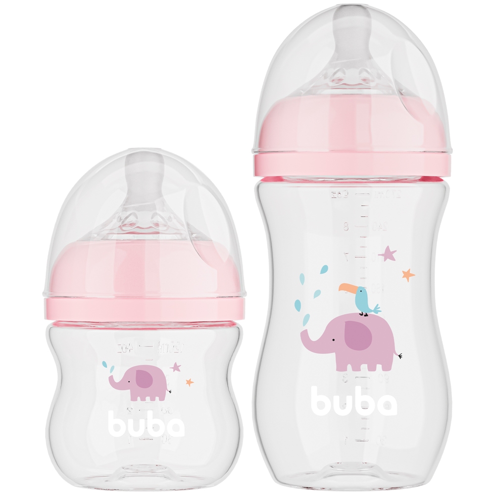 Kit Mamadeira Buba Easy Flow 120ML + 270ML Anticólica Bico de Silicone Nuvem ou Elefantinho em Oferta na Shopee