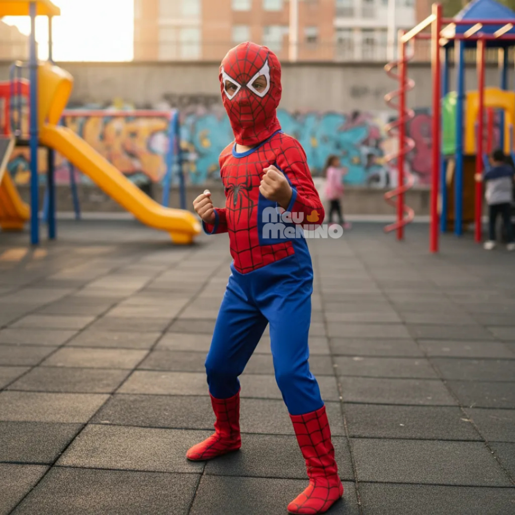 Fantasia Infantil Homem Aranha Menino Com Mascara Carnaval Festa  Calça e Short em Oferta na Shopee