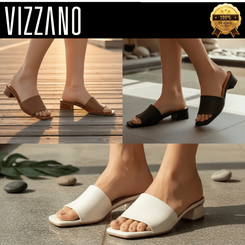 Tamanquinho Feminino Vizzano Sandália Casual Slide Salto Grosso Baixo Leve Confortável Original em Oferta na Shopee