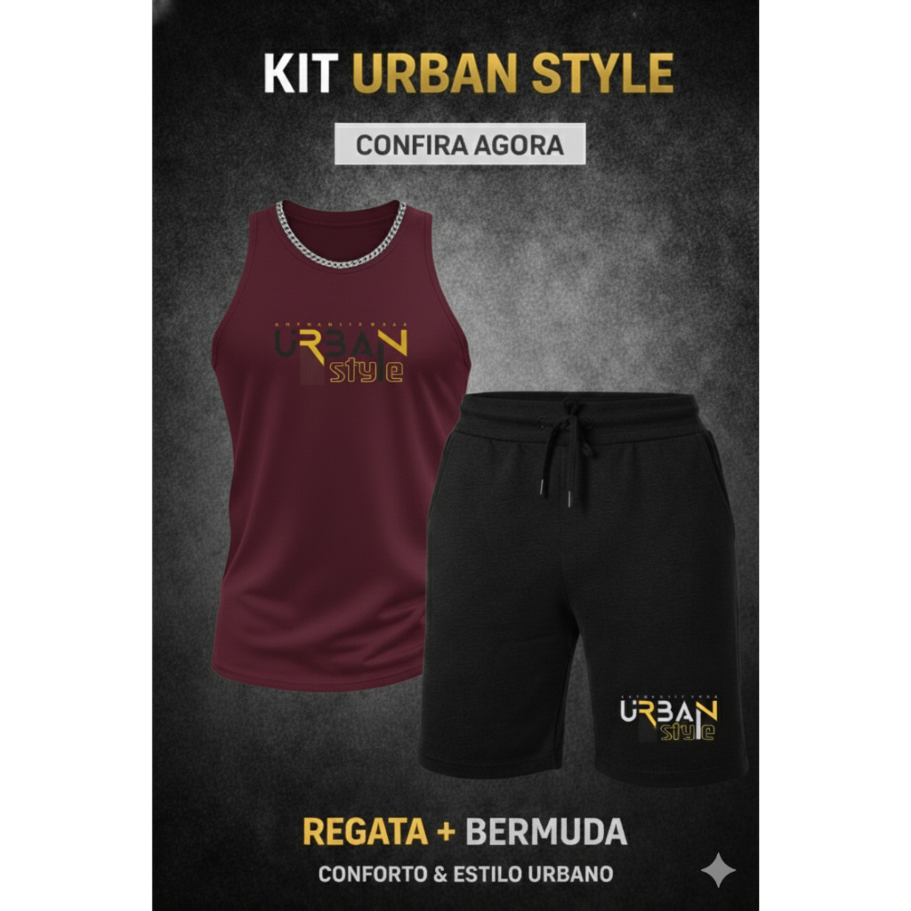 Kit Conjunto Urban Style Regata e Bermuda Moletom PREMIUM Confortável Lançamento Toque Macio Envio Imediato