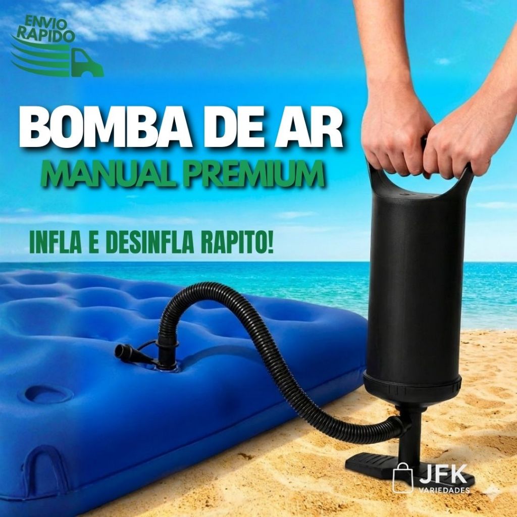 Bomba de Ar Manual Bestway Air Hammer 30cm Dupla Ação para Encher Piscina Inflável Boia Colchão com Bicos Universais