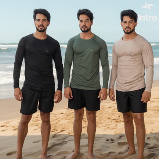 Kit 3 Camisa Térmica Proteção Uv 50+ Camiseta Blusa Malha Fria Unissex Academia Manga Longa Praia